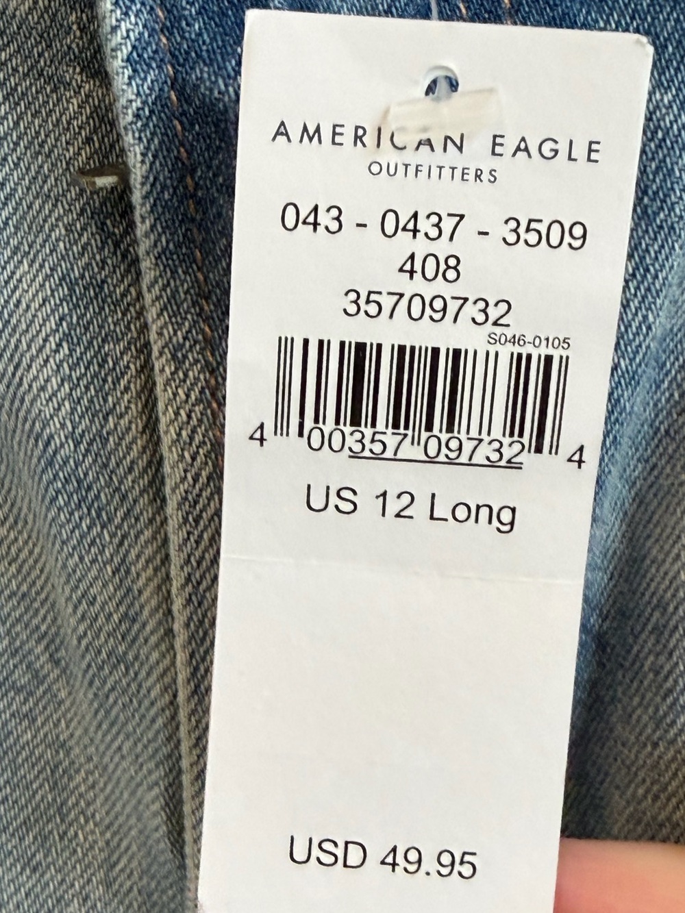 American Eagle Women’s  Baggy Jeans Size 12 Long High Rise Comfort Stretch NWT - Picture 7 of 10